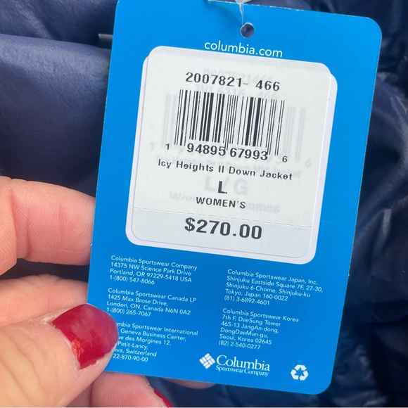 Columbia blue Icy Heights ll Down Jacket NWT Large - Picture 10 of 12